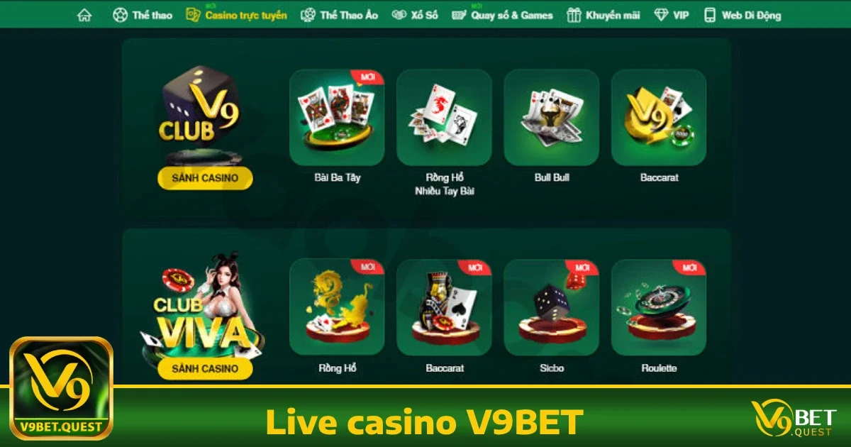 Live Casino v9bet 2 Các trò chơi nổi bật tại Live Casino V9BET